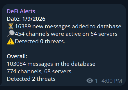 Example of daily digest report showing protocol updates