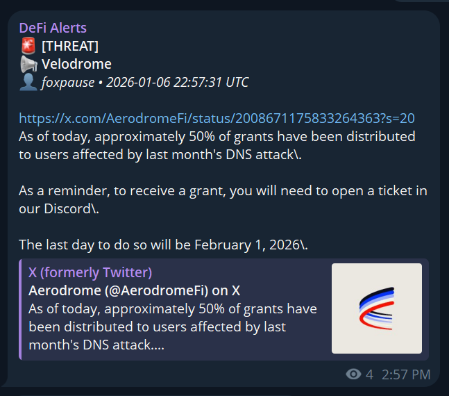 Example of important notification message